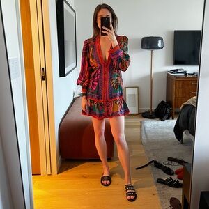 FARM Rio Multicolor Embellished Tropical Mini Dress